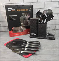 Набор кухонных ножей с принадлежностями на подставке, универсальный набор кухоных ножей и лопаток Zepline QWER
