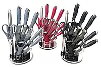Стальные кухонные ножи, универсальные ножи для кухни из нержавеющей стали с подставкой 8 предметов Серый QWER