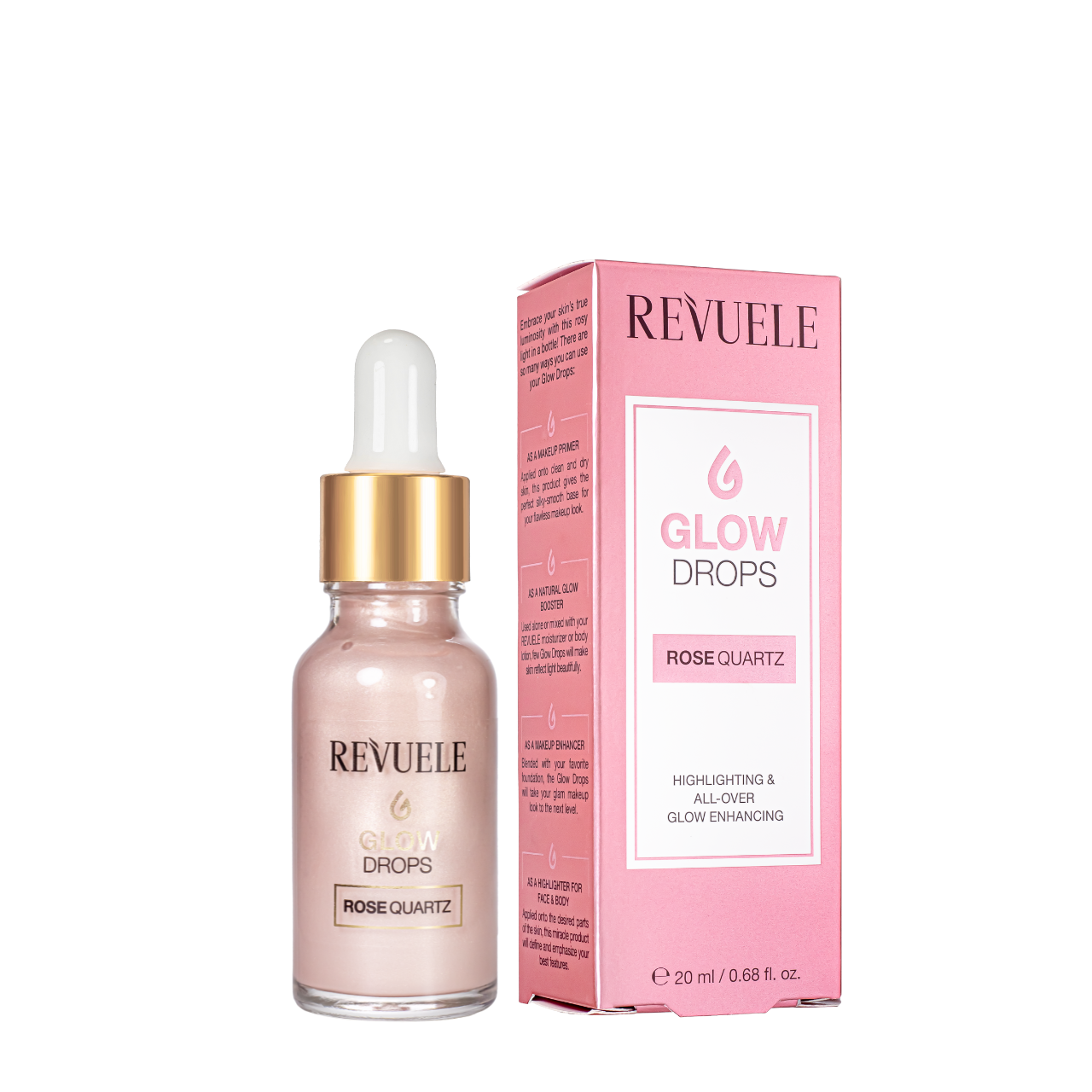Сироватка хайлайтер для обличчя та тіла Revuele Rose Quartz рожевий, 20 мл, фото 1