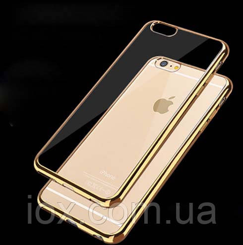 М'який прозорий силіконовий чохол з золотими обідками для Iphone 7 і Iphone 8 (4.7)