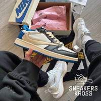 Женские кроссовки Nike Jordan 1 Low Fragment x Travis Scott Premium, Найк Эир Джордан 1 премиум качество