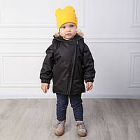 Детская демисезонная куртка-жилетка 2 в 1 Черная, размер 74, рукава отстегиваются