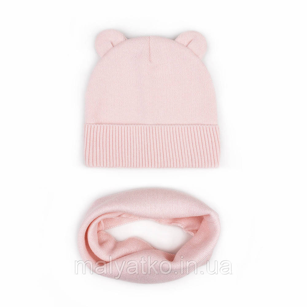 Комплект дитячий демісезонний (шапка та шарф/снуд) "Портленд" (колір: 1044 світло-рожевий) розмір 44-46