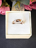 Женское кольцо серебро 925 пробы с позолотой 17 размер