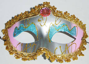 Маска карнавальна із золотою та срібною облямівкою(микс) 0141