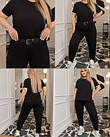 Женские классические брюки МОМ с высокой посадкой батал. Размеры: 48-50, 52-54, 56-58, 60-62. Цвет черный.