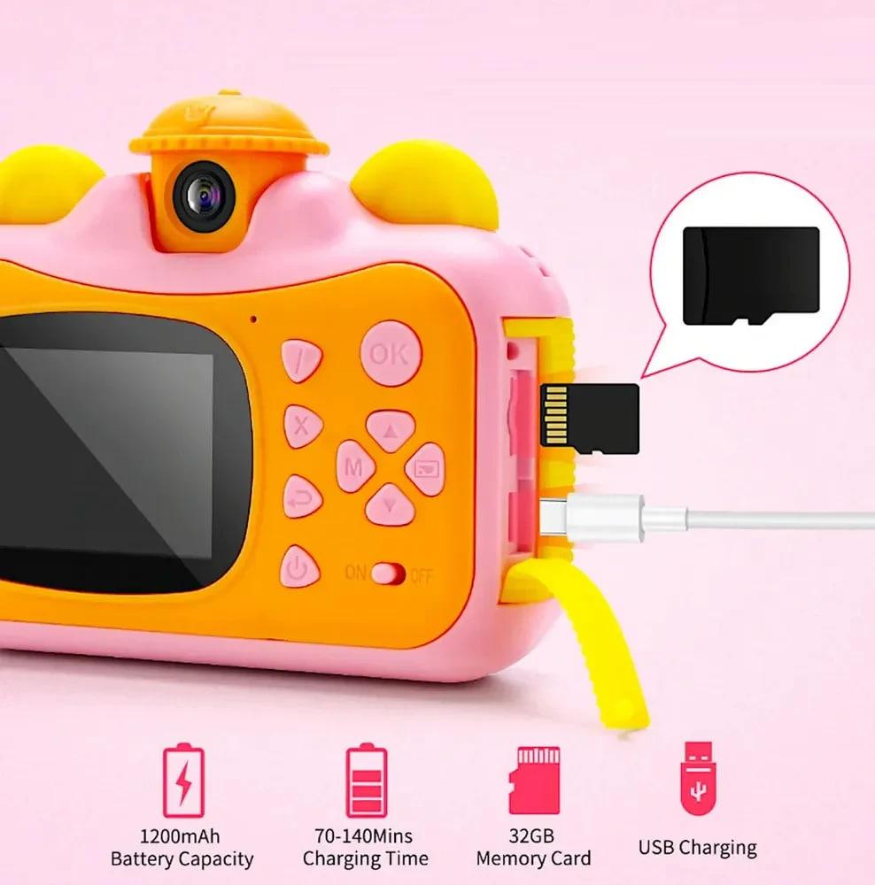 Детская цифровая камера в виде игрушки 12 МП 1080P с функцией мгновенной печати фотоапарат розовый gol - фото 8 - id-p2152852988