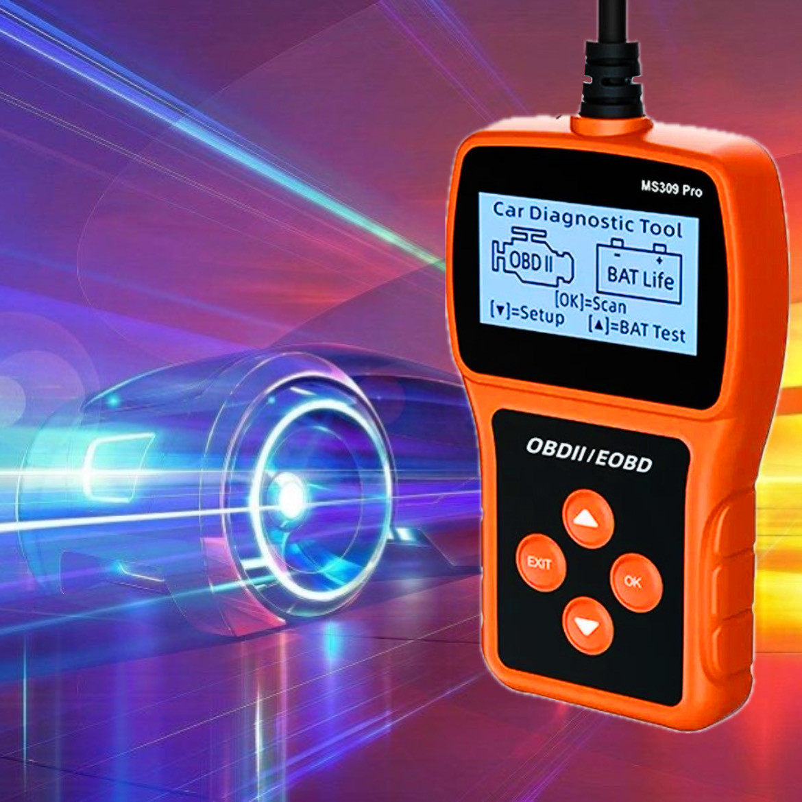 Сканер MS309PRO OBD2, діагностичний інструмент, тестер акумулятора, зчитувач кодів несправностей