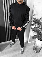 Стильный мужской спортивный костюм с капюшоном худи и штаны черный демисезонный