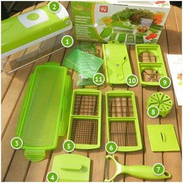 Кухонная овощерезка 11в1 nicer dicer ручной мультислайсер Овощерезка универсальная терка с контейнером gold - фото 8 - id-p2152853040