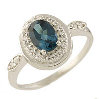 Серебряное кольцо SIlverStore с топазом Лондон Блю, вес изделия 2,35 гр (1249604) 17 размер