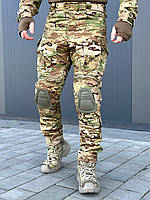 Тактические боевые штаны рип стоп мультикам с наколенниками, военные брюки для зсу с липучками под коленями