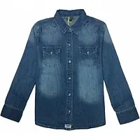 Джинсовая рубашка для мальчика Beckaro 12007 синяя 128-170