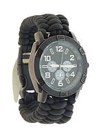 Тактические часы водонепроницаемые Mil-Tec Army Uhr Paracord Black, многофункциональные часы мужские наручные