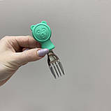 Набір дитячих столових приборів (ложка, виделка) Stenson MA-4917 сталевий з зеленим, фото 2