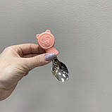 Набір дитячих столових приборів (ложка, виделка) Stenson MA-4917 сталевий з персиковим, фото 3