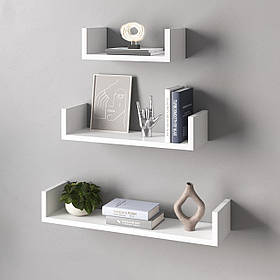 Полиці настінні для книг з ДСП Комплект навісних полиць для дому на стіну 3 шт Навісні полички в офіс