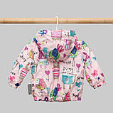 Дитяча курточка вітровка Малюнки на рожевому розмір 74, фото 3