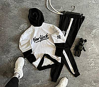 Мужской спортивный костюм весенний черный с бежевым