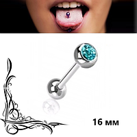 Штанга для пірсингу 16 мм Piercing Steel Blue Sea 16х1.8х6/6