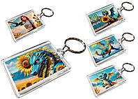 Патриотические Брелки для ключей акриловые с кольцом 5 шт, Украинский сувенир,Дракон, Подсолнухи, Самолет F16