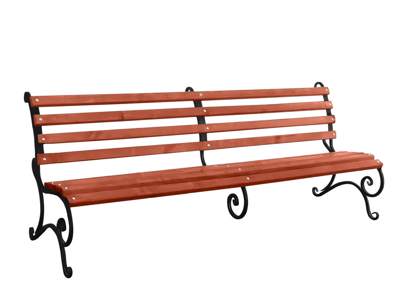 Лавка Tobi Sho садово-паркова кована без підлокітників 2 м колір Червоне дерево, фото 1