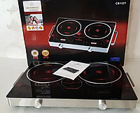 Побутова кухонна настільна двоконфоркова електроплита 2 кВт, побутові сенсорні електроплити для дому та дачі