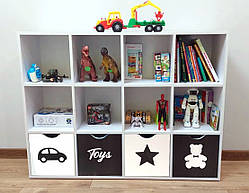 Стелаж для іграшок і книг на 12 клітинок Toys black