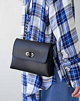 Маленькая женская сумочка клатч через плечо, мини-сумка для девушек эко кожа стильная и модная Белла» пудра Черный
