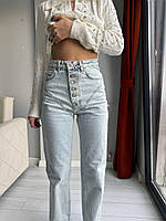 Джинси жіночі на ґудзиках з високою посадкою колір блакитний 😍