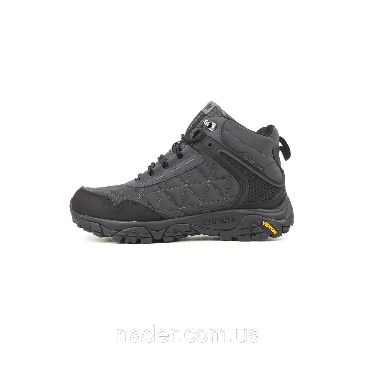 Кроссовки Merrell Tracking высокие Темно серые на искусственном меху зимние мужские, фото 1