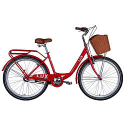 Велосипед сталь 26 Dorozhnik LUX планет рама-17" червоний з багажником задн St з кошиком Pl з крилом St 2024