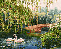Набор для росписи по номерам Лебеди на озере 40х50см размер холста картина Идейка