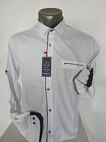 Мужская рубашка приталенная белая с длинным рукавом Zomana Размер 3XL