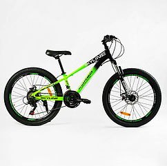Спортивний алюмінієвий велосипед Corso SKYLINE 24 дюймів SL-24055 рама 11д, Shimano 21 швидкість, зелений