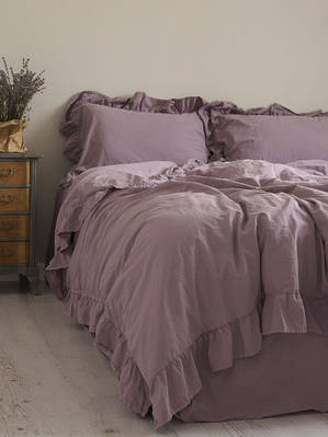 Постільна Білизна Варена Бавовна Limasso Exclusive Violet Ліловий двоспальний євро 200х220см