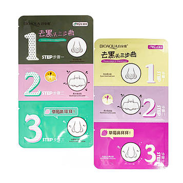 Маска від чорних цяток Bioaqua 3 Step A - з екстрактом півонії і хризантеми