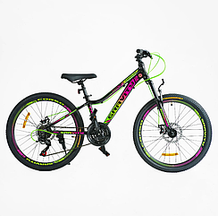 Спортивний алюмінієвий велосипед Corso "GRAVITY" 24 дюйми GR-24617 рама 12д, Shimano 21 швидкість, зелений