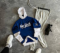 Мужской спортивный костюм весенний синий с серым