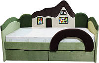 Детская кровать с бортиком Ribeka Домик + матрас Зеленый (09K078) EM, код: 6492032