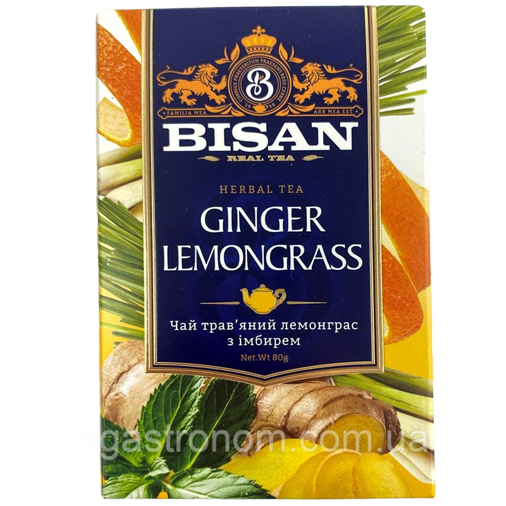 Чай трав’яний лемонгрес з імбирем Бісан Bisan ginger lemongrass 80g 24шт/ящ (Код: 00-00015357)
