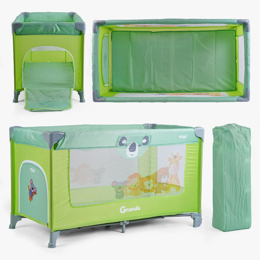 Дитячий манеж-ліжко Toti T-06457, розмір 126x65x75 см, зелений
