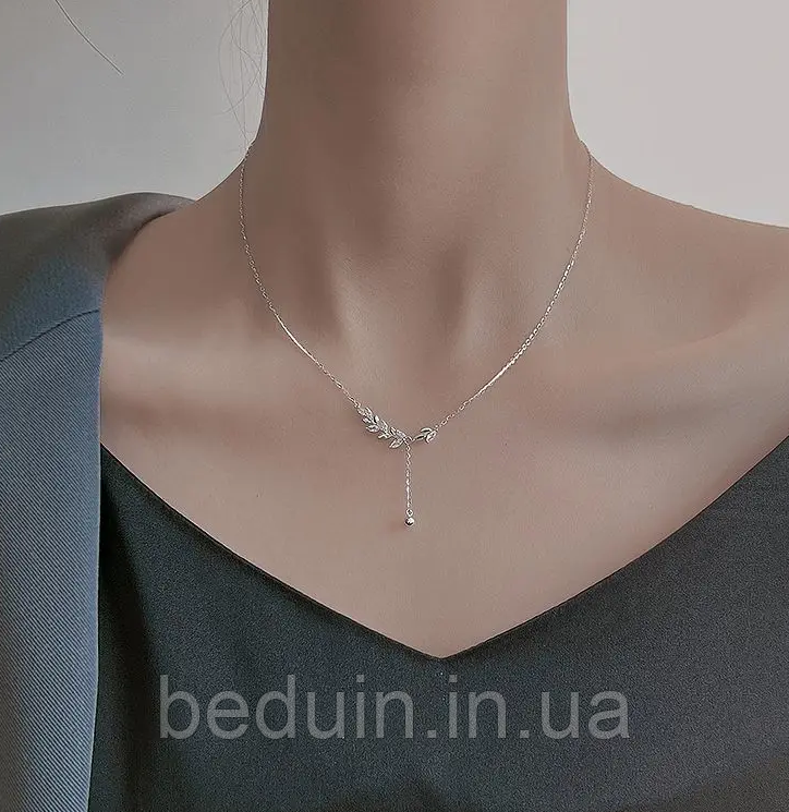 Ніжна підвіска ланцюжок на шию Колос із фіанітами — срібне покриття 925 проби EGYPT SILVER