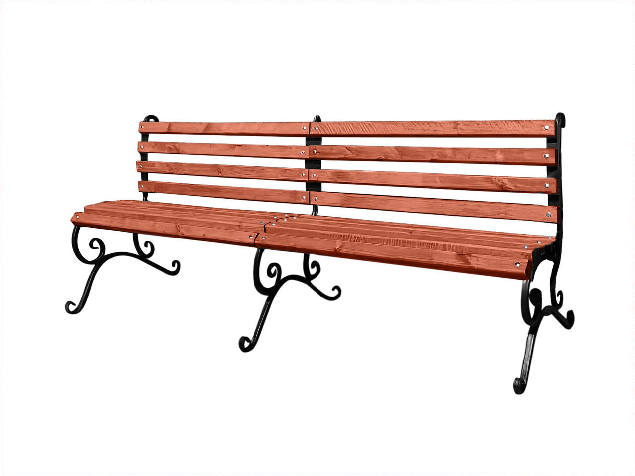 Лавка Tobi Sho "Дуос" садово-паркова кована без підлокітників 2,6 м колір Червоне дерево, фото 1