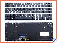 Клавиатура для HP EliteBook Folio 1040 G1, 1040 G2 (739563-001, 739563001) (RU Black, с рамкой Silver и