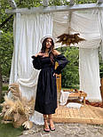 Довга лляна сукня - максі сарафан з відкритими плечами, фото 6