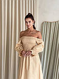Довга лляна сукня - максі сарафан з відкритими плечами, фото 7