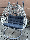 Крісло-кокон 2-х місний Білий +темно сіра подушка, фото 2