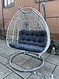 Крісло-кокон 2-х місний Білий +темно сіра подушка, фото 6