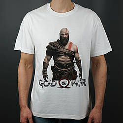 Футболка з принтом God Of War Kratos XXXL Білий